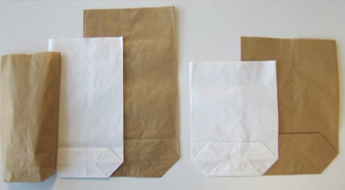 Bolsa papel comercio 12+6 cm. largos a elegir: 20 y 55 cm.